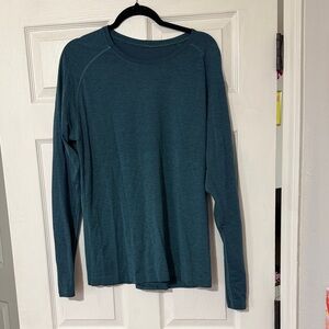 Lululemon in Metal Vent Tech Long-Sleeve shirt in marlin/storm teal.